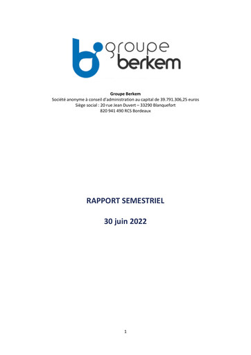 Miniature Groupe Berkem Rapport semestriel 2022-h1
