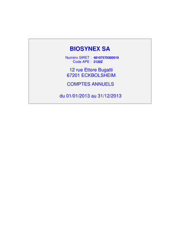 Miniature Biosynex Rapport financier 2013