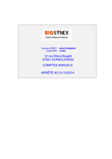 Miniature Biosynex Rapport financier 2014