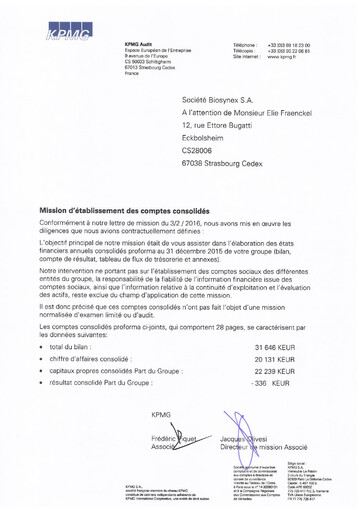 Miniature Biosynex Rapport financier 2015