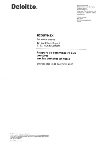 Miniature Biosynex Rapport financier 2016