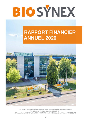 Miniature Biosynex Rapport financier 2020