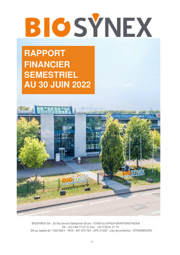Miniature Biosynex Rapport financier 2022-h1