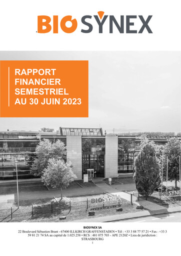 Miniature Biosynex Rapport financier 2023-h1