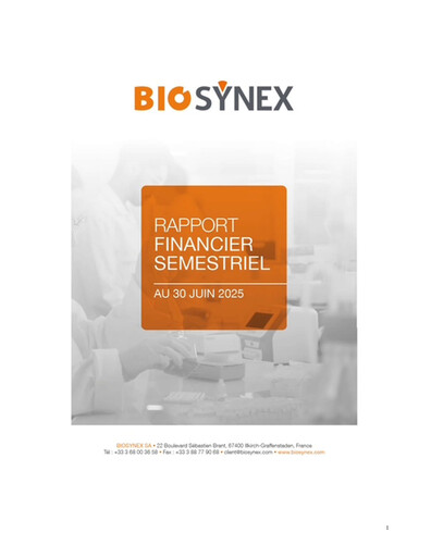 Miniature Biosynex Rapport financier 2025-h1