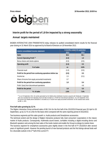 Thumbnail BigBen Interactive Half-year Report 2013-h1