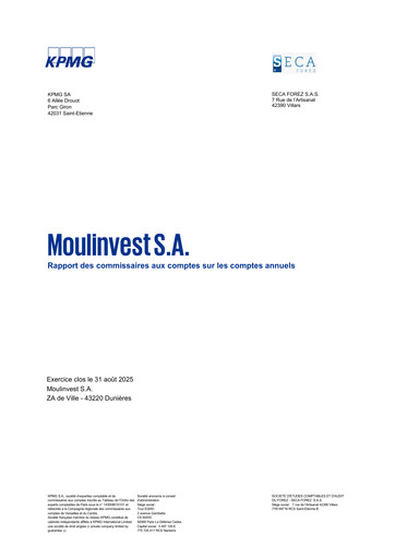 Miniature Moulinvest Bilan financier 2025