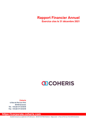 Vorschaubild Coheris SA Finanzbericht 2021