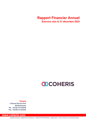 Vorschaubild Coheris SA Finanzbericht 2023