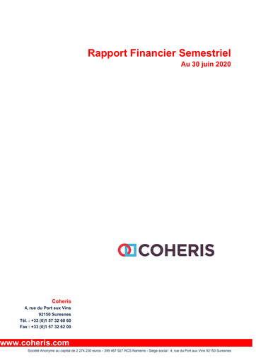 Vorschaubild Coheris SA Halbjahresbericht 2020-h1