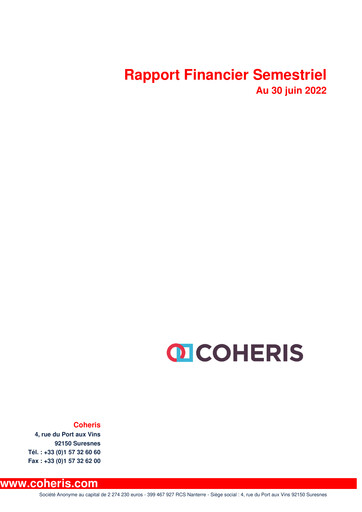 Vorschaubild Coheris SA Halbjahresbericht 2022-h1