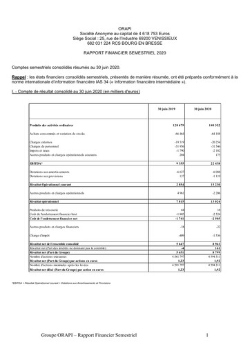 Vorschaubild Orapi SA Halbjahresbericht 2020-h1