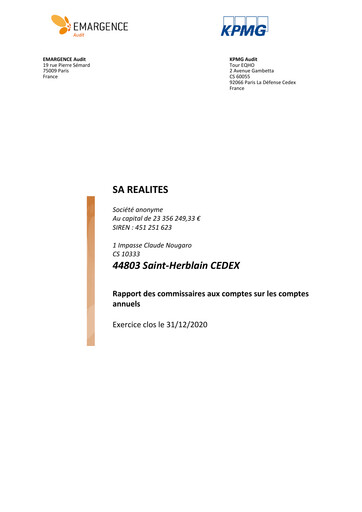 Miniature Réalités Bilan financier 2020