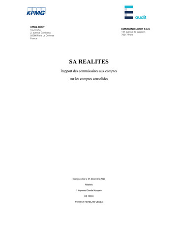 Thumbnail Réalités Financial Statement 2023