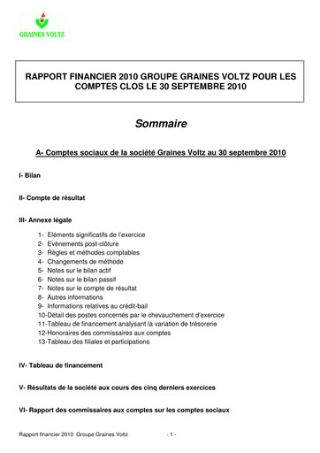 Miniature Graines Voltz Rapport financier 2010