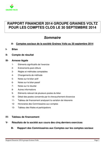 Miniature Graines Voltz Rapport financier 2014