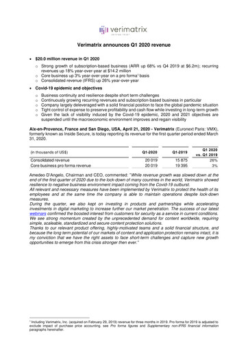 Thumbnail Verimatrix Quarterly Report 2020-q1