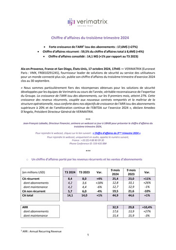 Thumbnail Verimatrix Quarterly Report 2024-q3