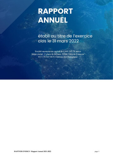 Thumbnail Haffner Energy Annual Report 2021-2022
