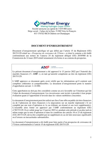 Miniature Haffner Energy Document d'enregistrement universel 2022
