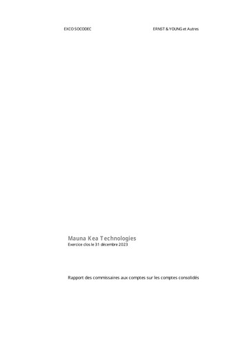 Thumbnail Mauna Kea Technologies Financial Statement 2023