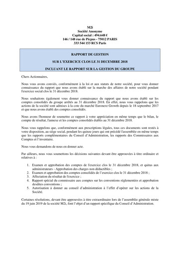 Miniature M2i Formation Rapport annuel 2018