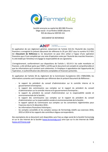 Thumbnail Fermentalg Universal Registration Document 2016