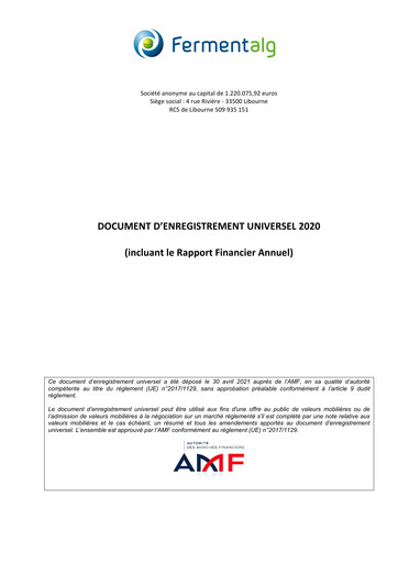 Thumbnail Fermentalg Universal Registration Document 2020