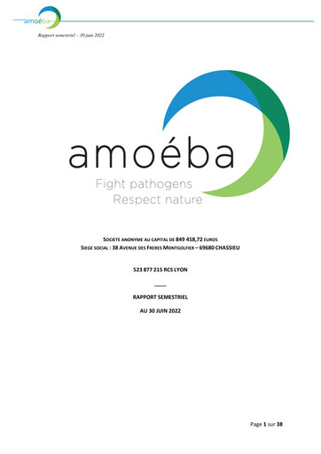 Thumbnail Amoéba S.A. Half-year Report 2022-h1