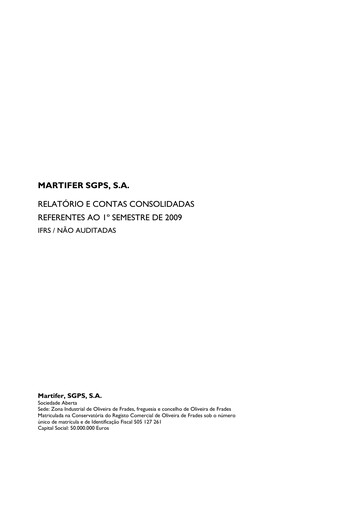 Miniature Martifer SGPS Rapport semestriel 2009-h1