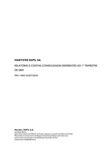 Thumbnail Martifer SGPS Quarterly Report 2009-q1