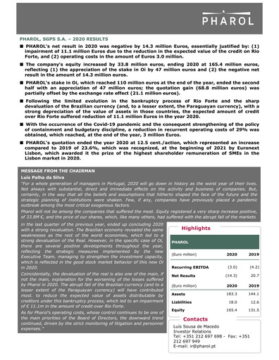 Thumbnail Pharol, SGPS S.A. Annual Report 2020