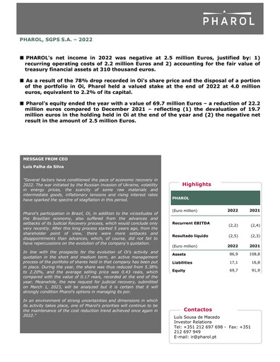 Thumbnail Pharol, SGPS S.A. Annual Report 2022