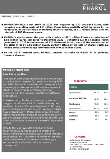 Thumbnail Pharol, SGPS S.A. Annual Report 2023