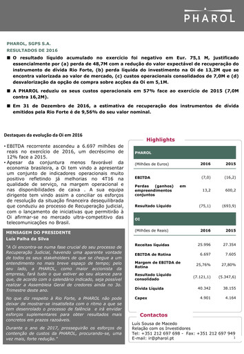 Thumbnail Pharol, SGPS S.A. Annual Report 2016
