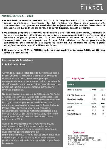 Thumbnail Pharol, SGPS S.A. Annual Report 2023