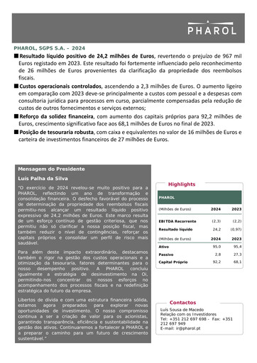 Thumbnail Pharol, SGPS S.A. Annual Report 2024