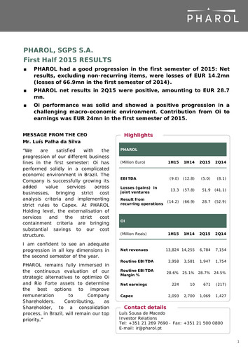 Thumbnail Pharol, SGPS S.A. Half-year Report 2015-h1