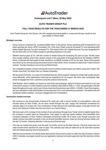 Thumbnail Auto Trader Group Financial Report 2025