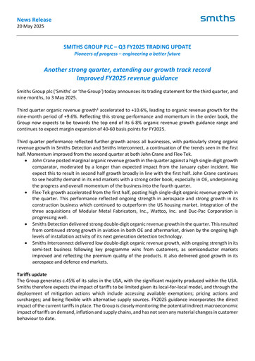 Thumbnail Smiths Group Quarterly Report 2025-q3
