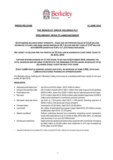 Thumbnail The Berkeley Group Financial Report 2016