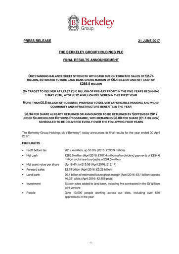 Thumbnail The Berkeley Group Financial Report 2017