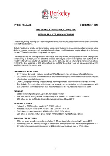 Thumbnail The Berkeley Group Half-year Report 2017-h1