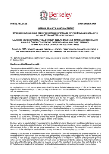 Thumbnail The Berkeley Group Half-year Report 2024-h1