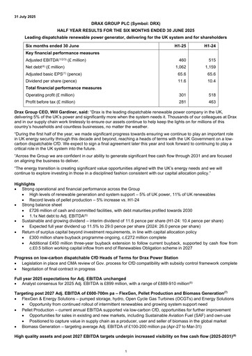 Thumbnail Drax Group Half-year Report 2025-h1