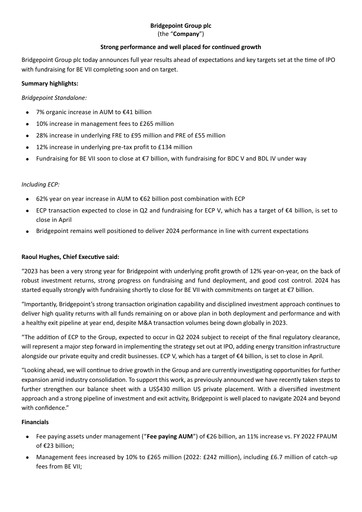 Thumbnail Bridgepoint Group plc Financial Report 2023