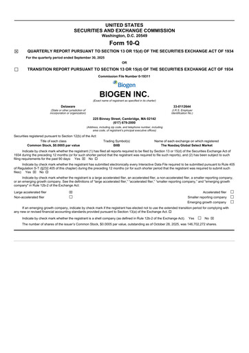 Thumbnail Biogen Quarterly Report 2025-q3