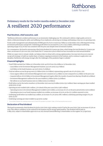 Miniature Rathbones Group Rapport financier 2020