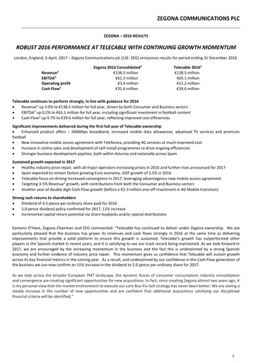 Thumbnail Zegona Communications Financial Report 2016