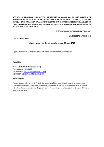 Vorschaubild Zegona Communications Halbjahresbericht 2021-h1